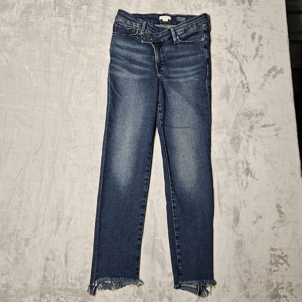 Good‎ American Double Button Crossover Jeans High Rise Slim Straight Sz 26